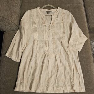Saint Tropez West Linen Pastel Pink Longline Casual Relaxed Tunic Top Large